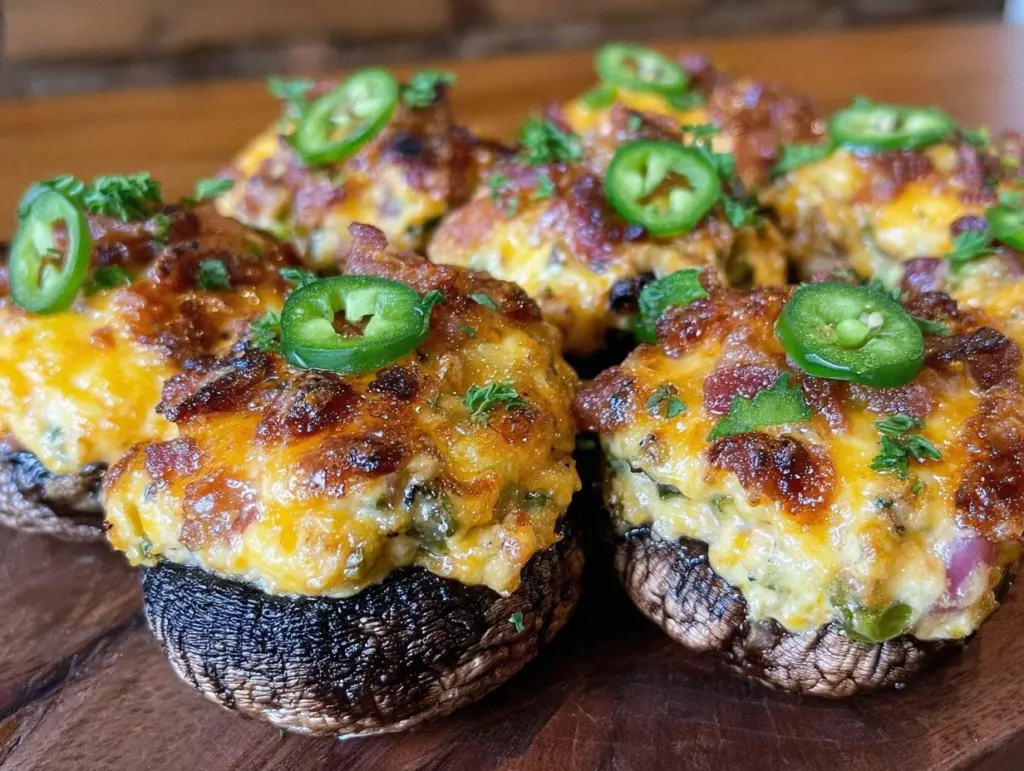 jalapeño popper stuffed mushrooms - featured image