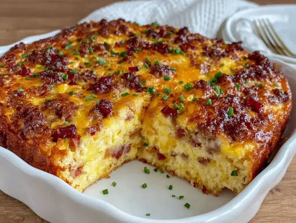 overnight breakfast casserole with sausage - featured image