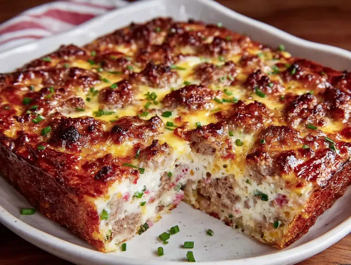 overnight breakfast casserole with sausage preparation steps