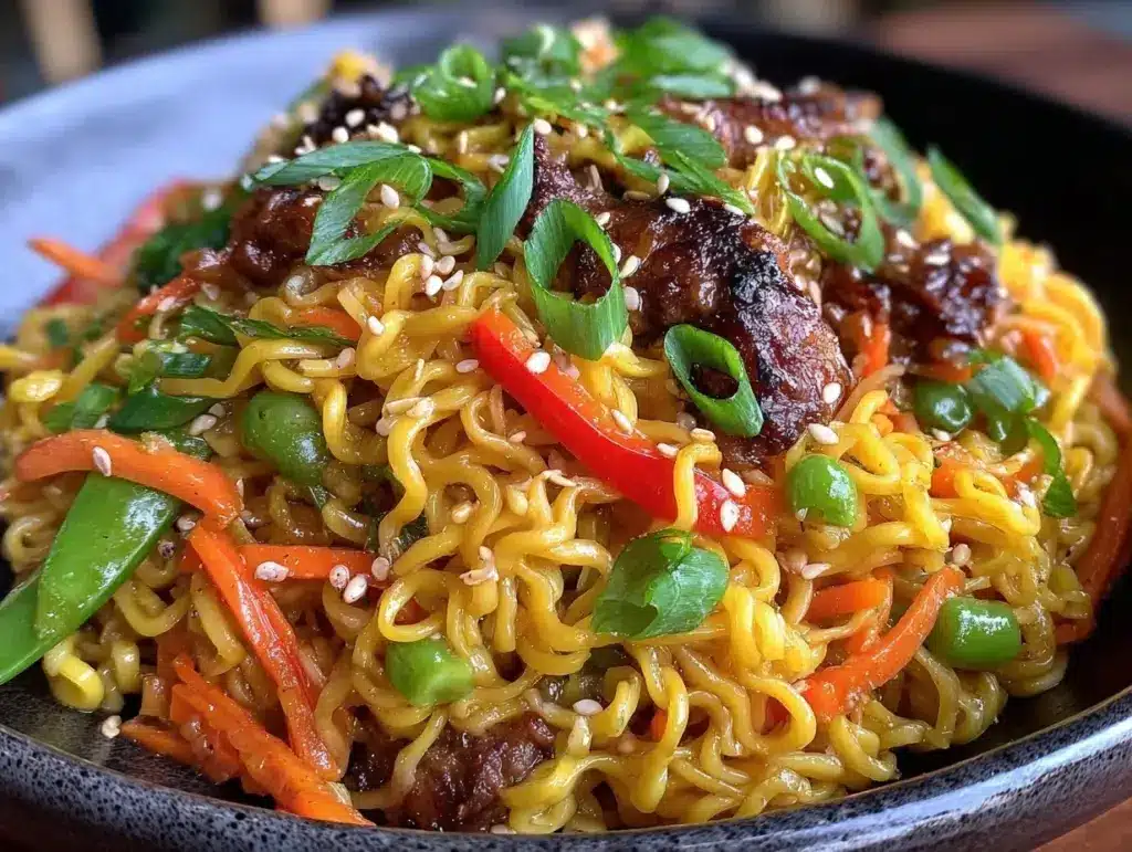 quick crispy ramen noodle stir fry - featured image