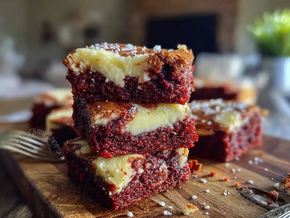 red velvet cheesecake swirl brownies preparation steps
