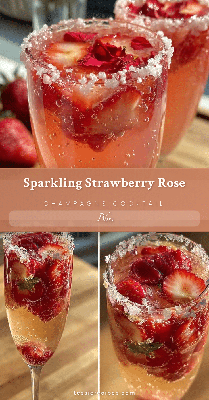 strawberry rose champagne cocktail recipe