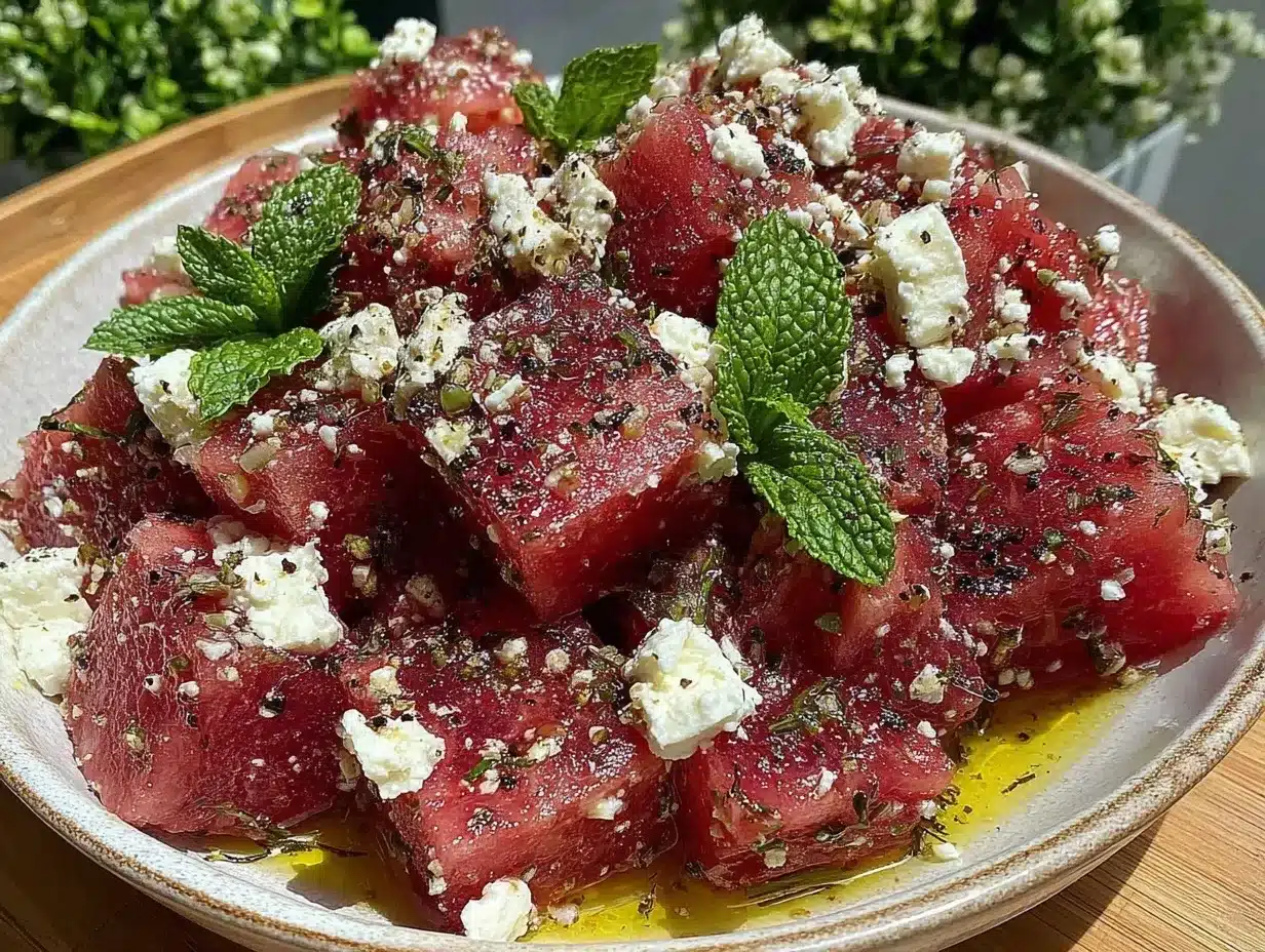 watermelon feta salad preparation steps