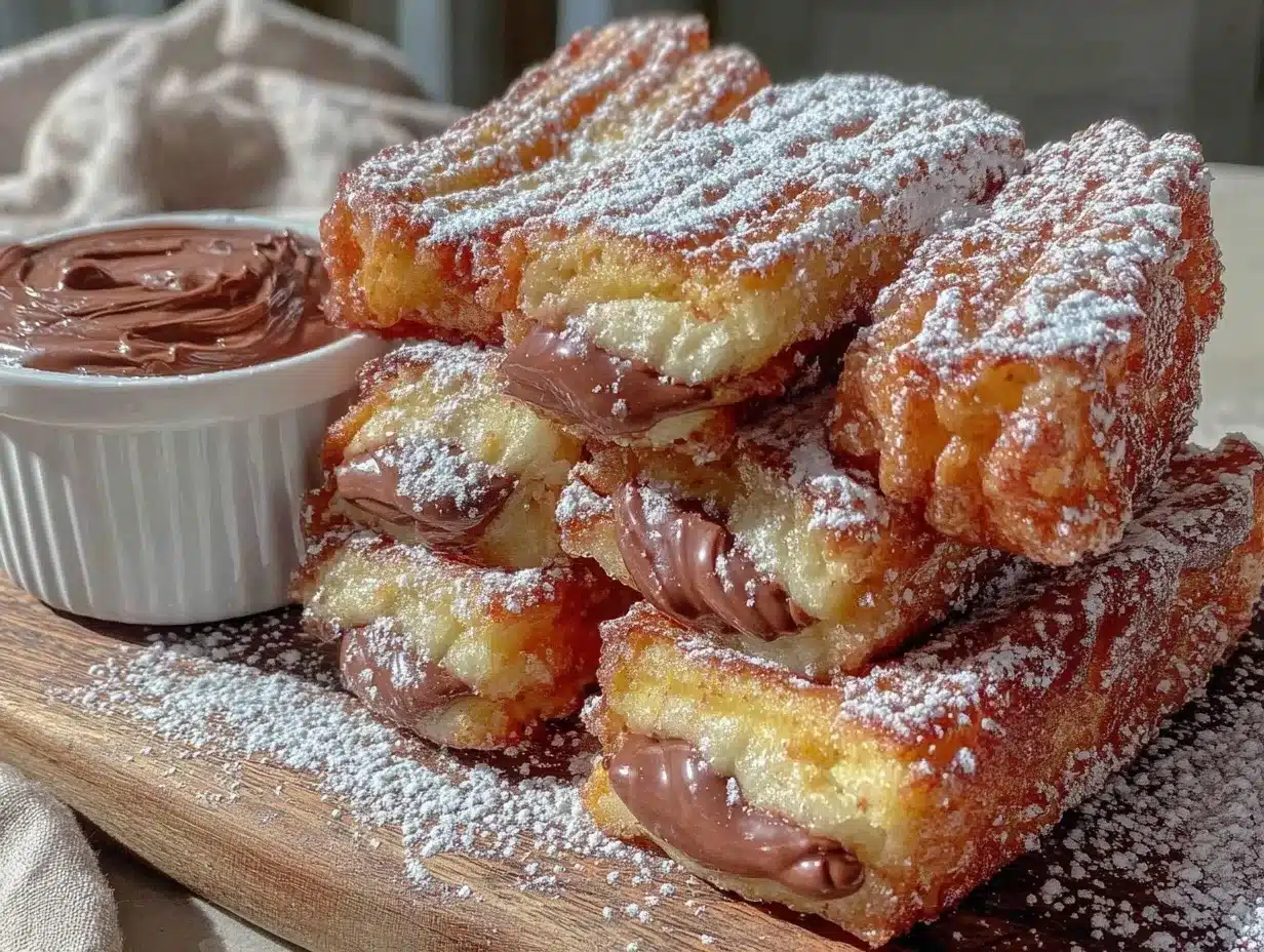 air fryer nutella stuffed french toast sticks preparation steps