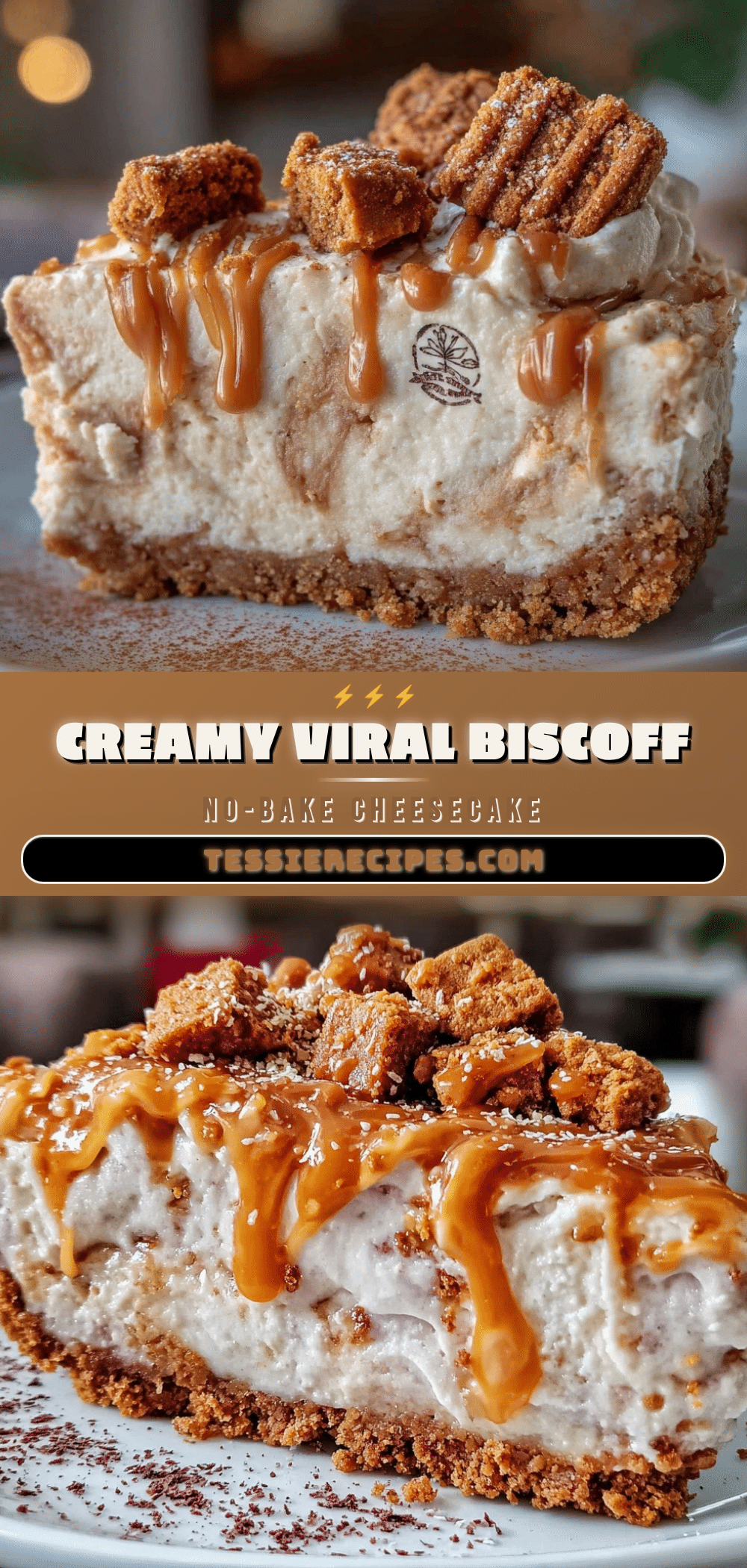 Biscoff cookie butter no-bake cheesecake recipe