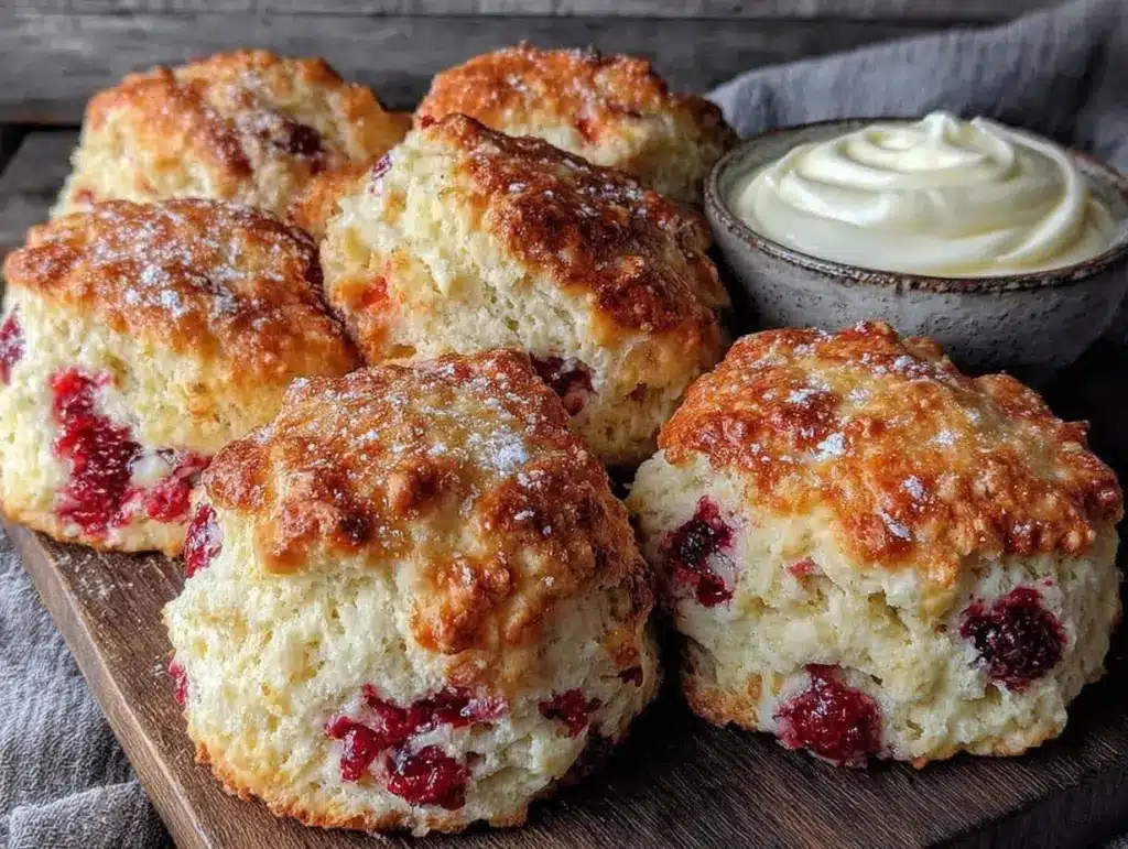 brown butter lemon raspberry scones - featured image