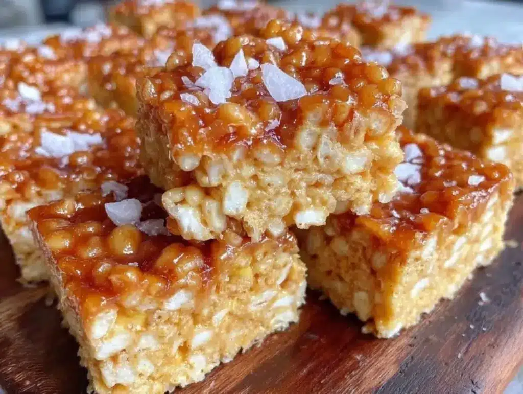 brown butter sea salt rice krispie treats - featured image