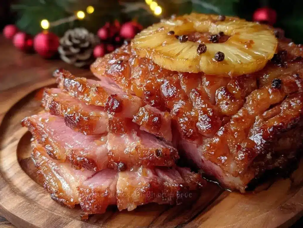 brown sugar and pineapple glazed ham - featured image