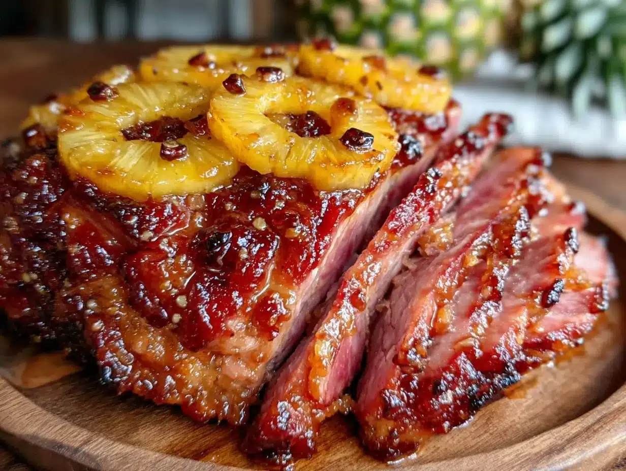 brown sugar and pineapple glazed ham preparation steps