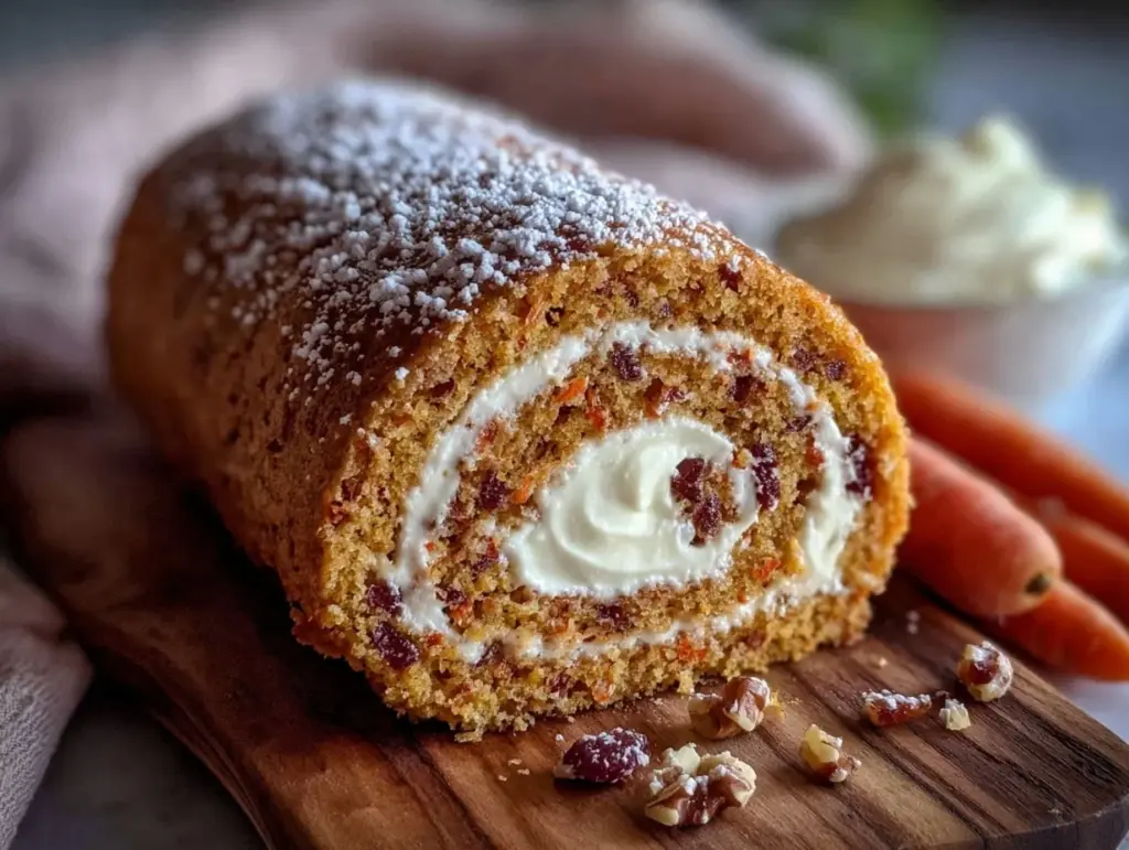 carrot cake swiss roll - featured image