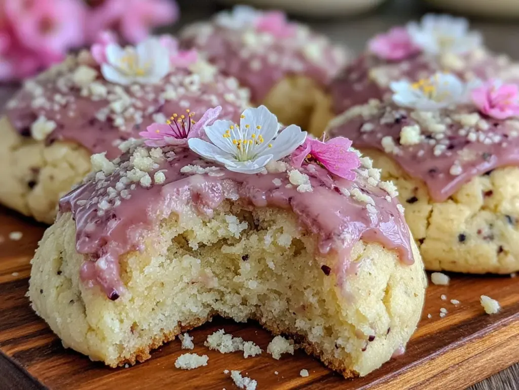 cherry blossom vanilla bean shortbread cookies - featured image