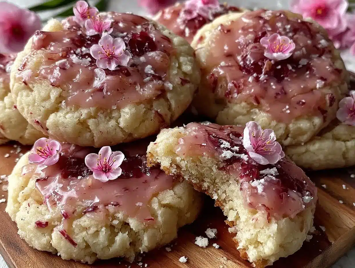 cherry blossom vanilla bean shortbread cookies preparation steps