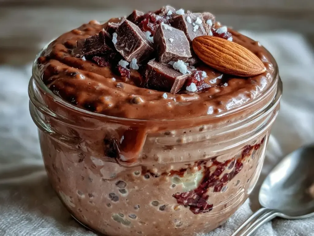 chocolate protein overnight oats - featured image