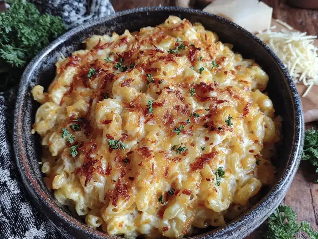 cozy crockpot mac and cheese - featured image