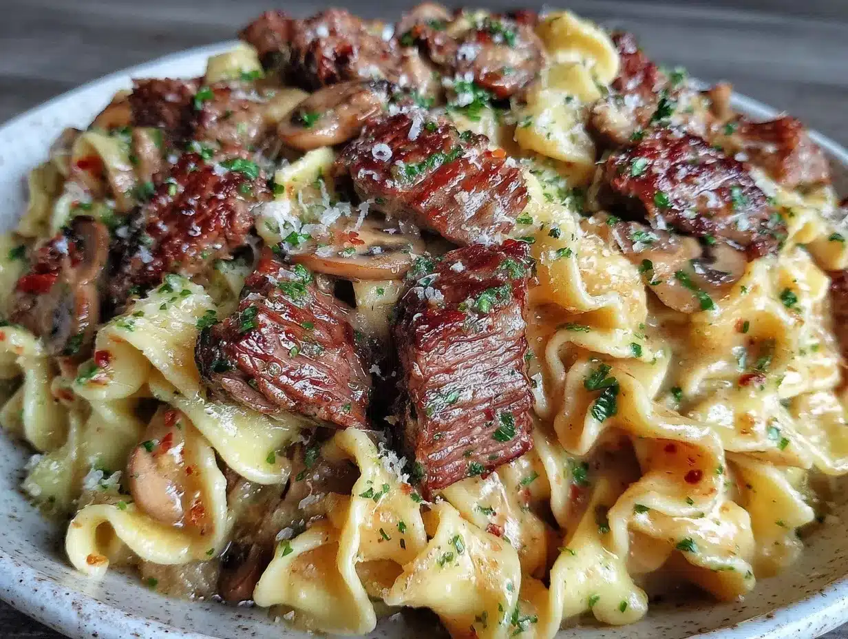 creamy beef stroganoff pasta preparation steps