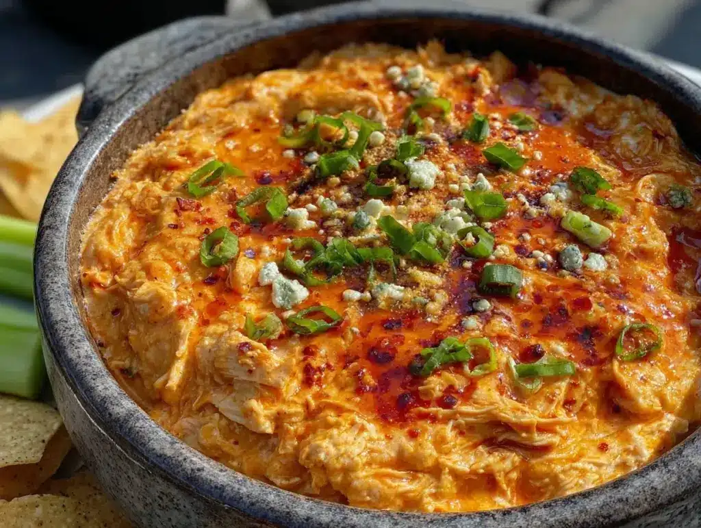 creamy buffalo chicken dip crockpot - featured image