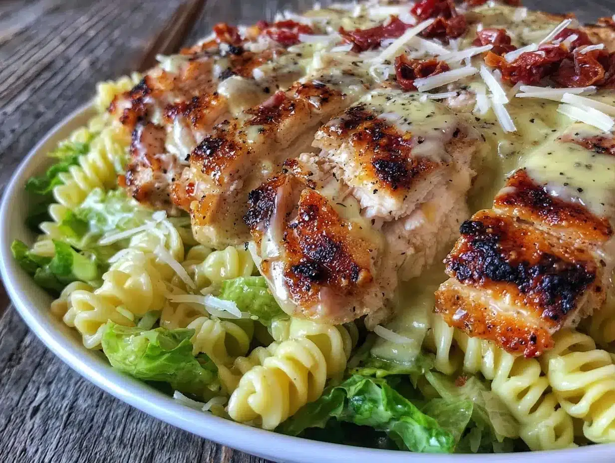 creamy chicken caesar pasta salad preparation steps