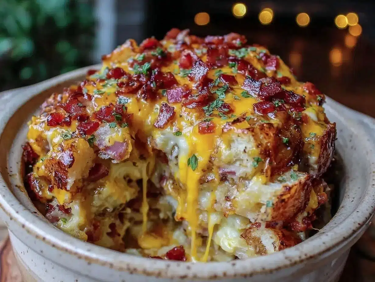 creamy crockpot au gratin potatoes with ham and cheddar preparation steps