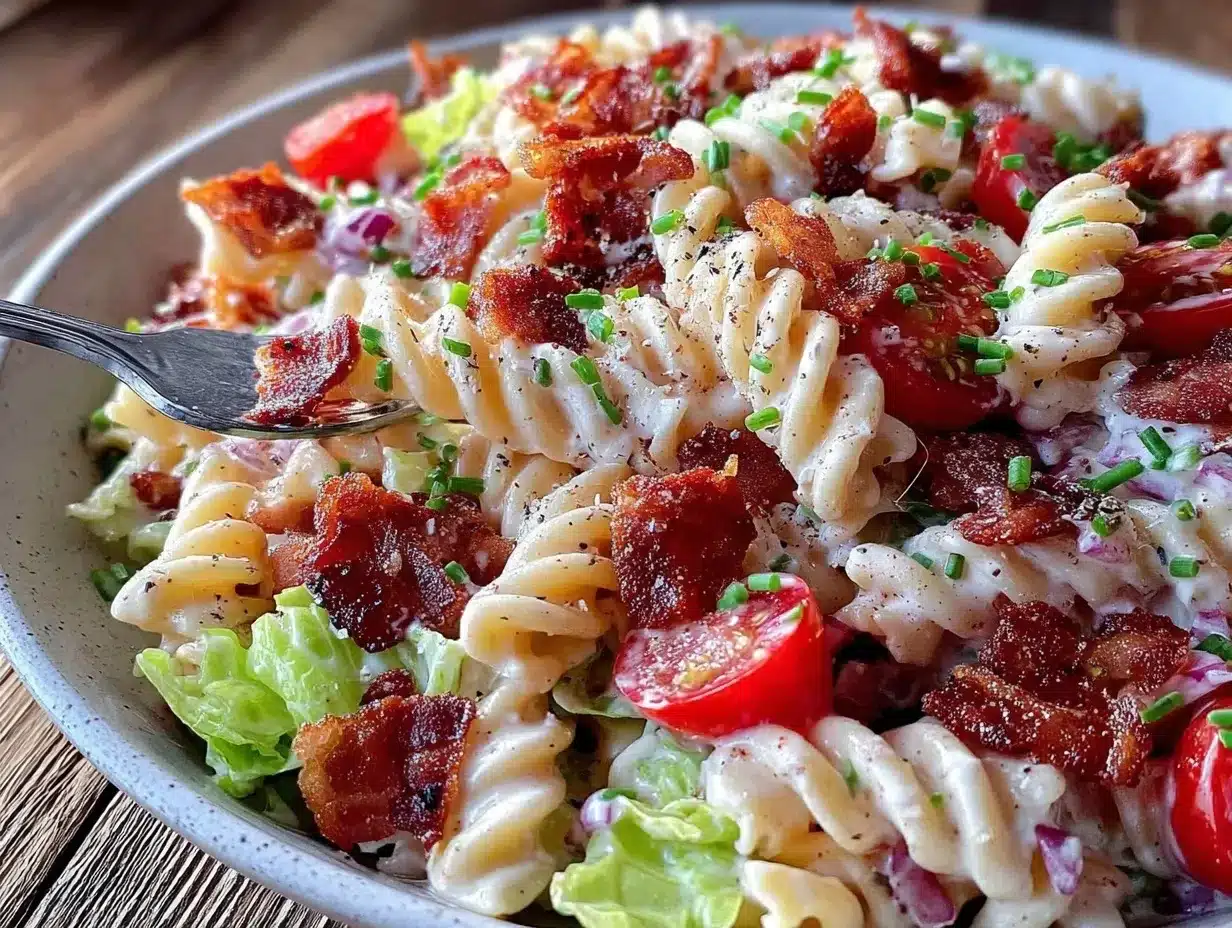 Creamy Crunchy BLT Pasta Salad preparation steps