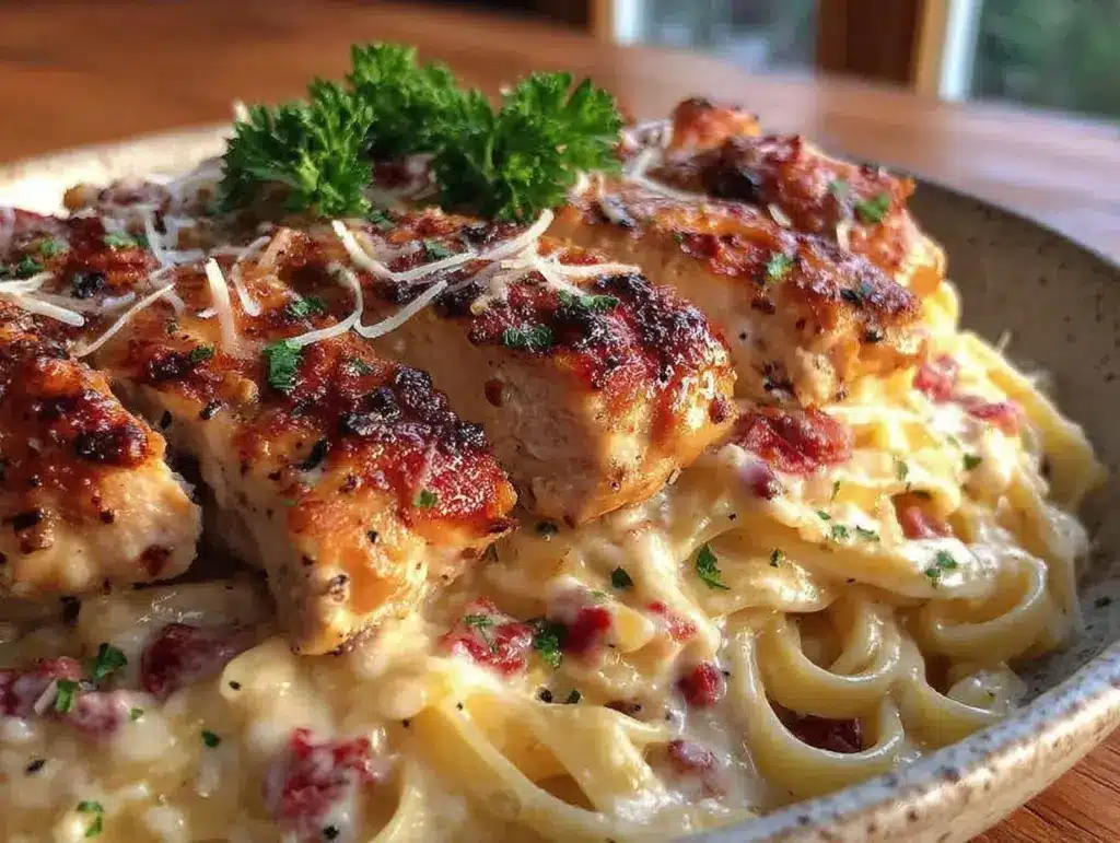 creamy garlic parmesan chicken pasta - featured image