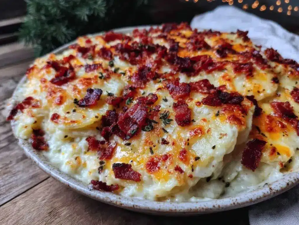 Creamy Gruyere and Bacon Scalloped Potatoes - featured image