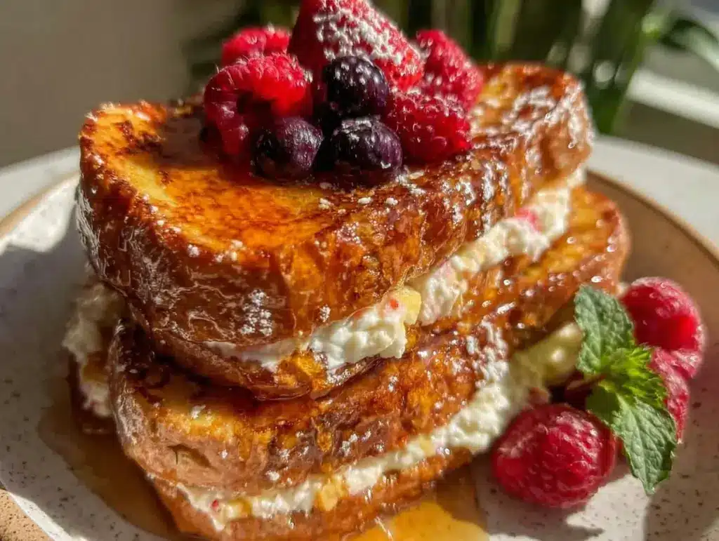 creamy honey ricotta stuffed french toast - featured image