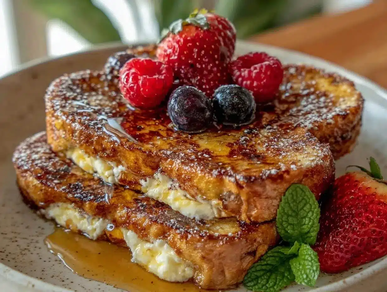 creamy honey ricotta stuffed french toast preparation steps