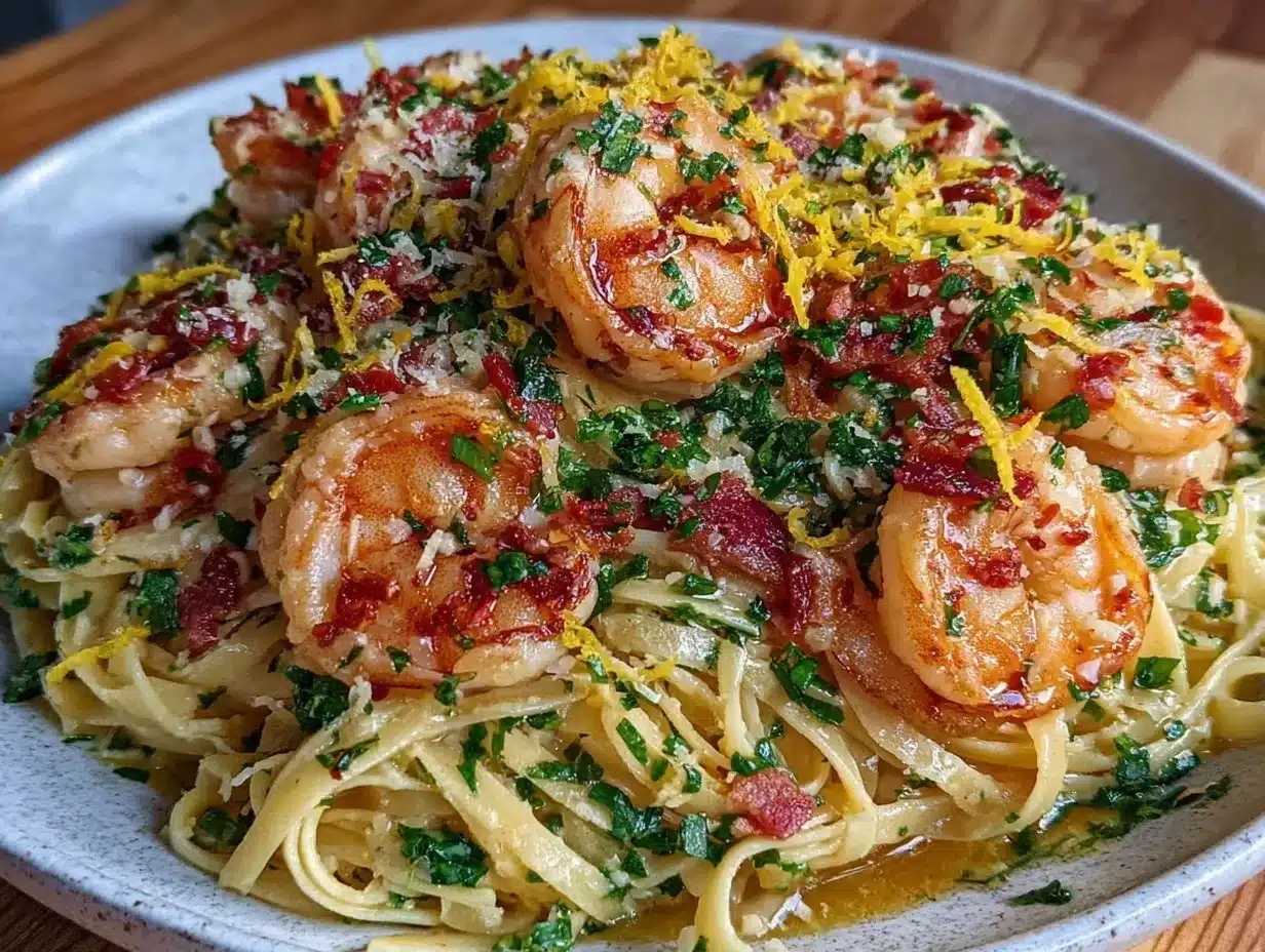 creamy lemon butter shrimp linguine preparation steps