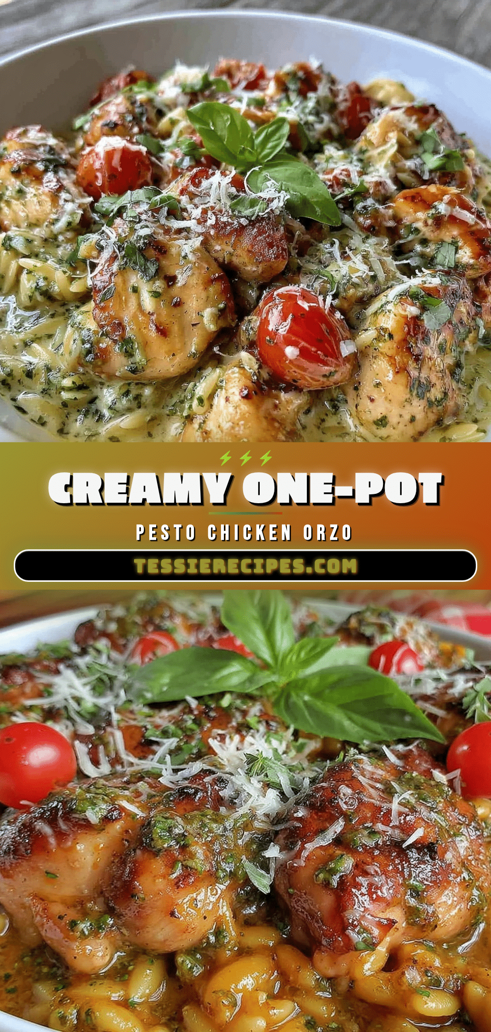 creamy one-pot pesto chicken orzo recipe