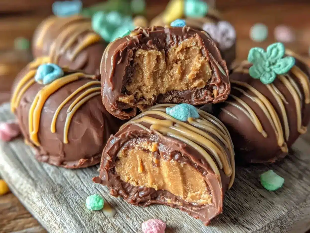 creamy peanut butter chocolate Easter egg truffles preparation steps