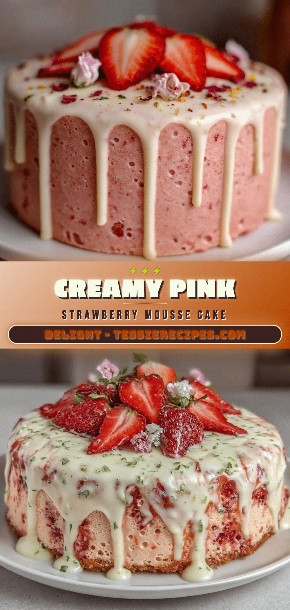 creamy pink strawberry mousse cake recipe