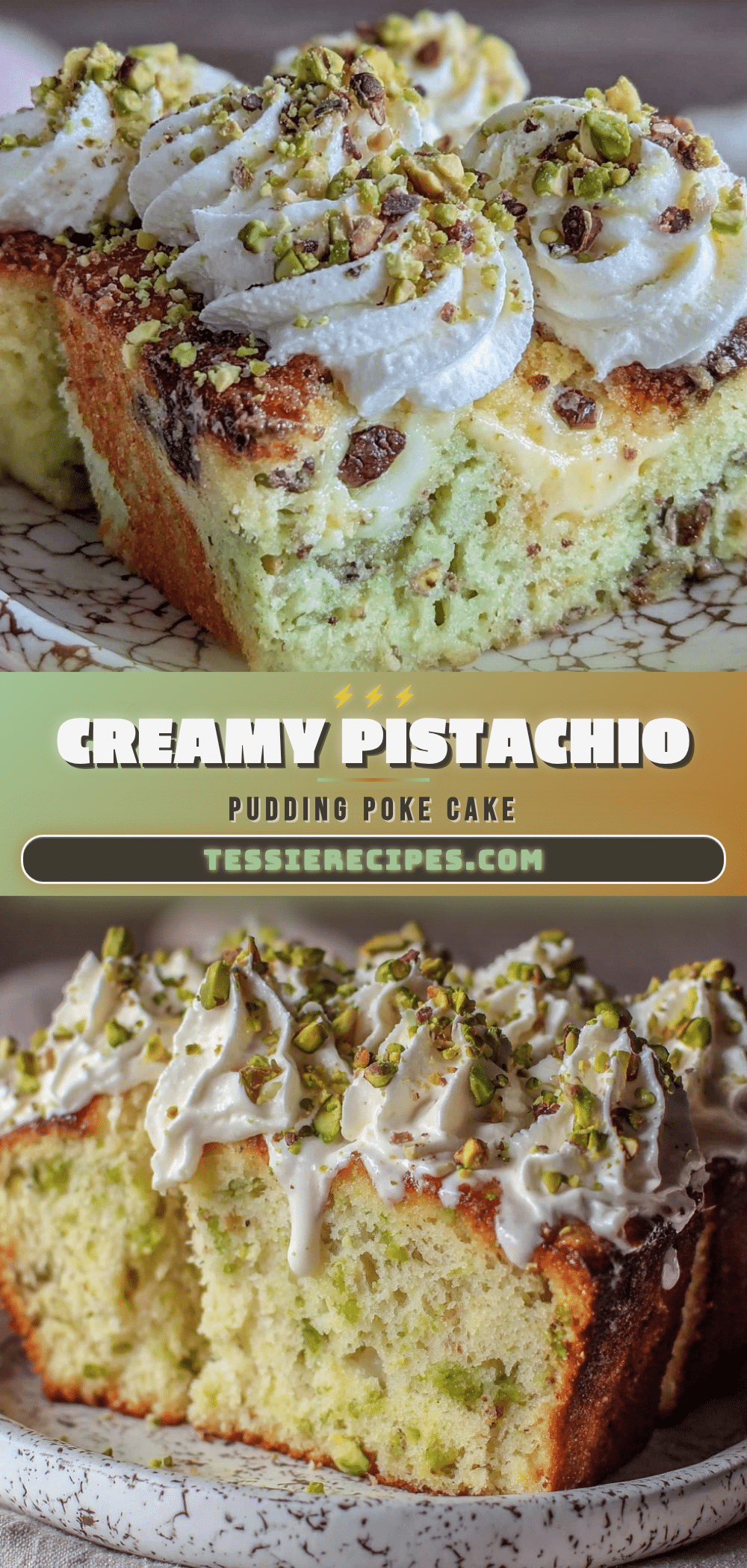 creamy pistachio pudding poke cake recipe