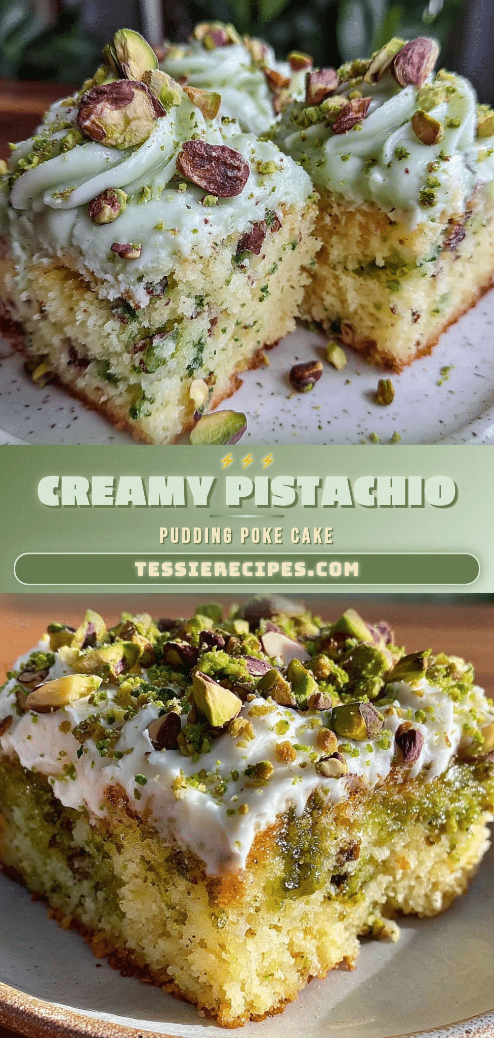creamy pistachio pudding poke cake recipe