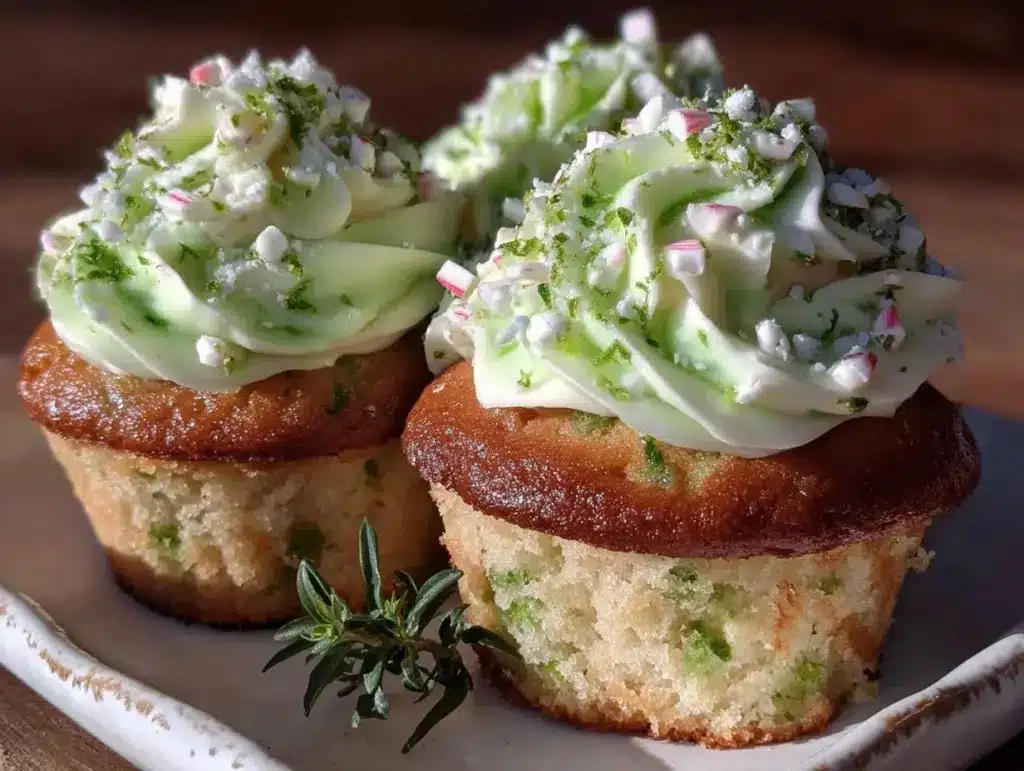 creamy shamrock shake cupcakes - featured image