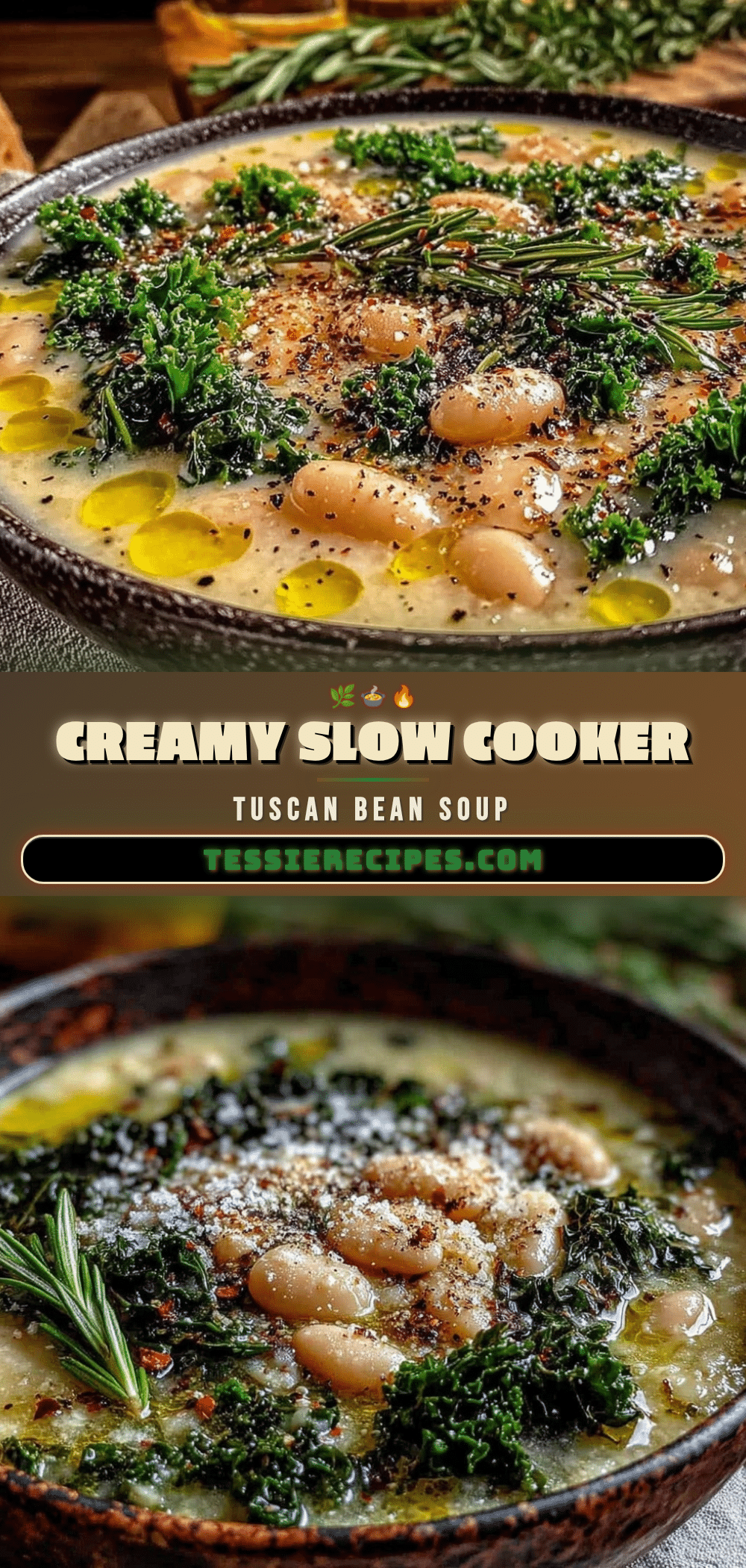 creamy slow cooker tuscan white bean and kale soup recipe