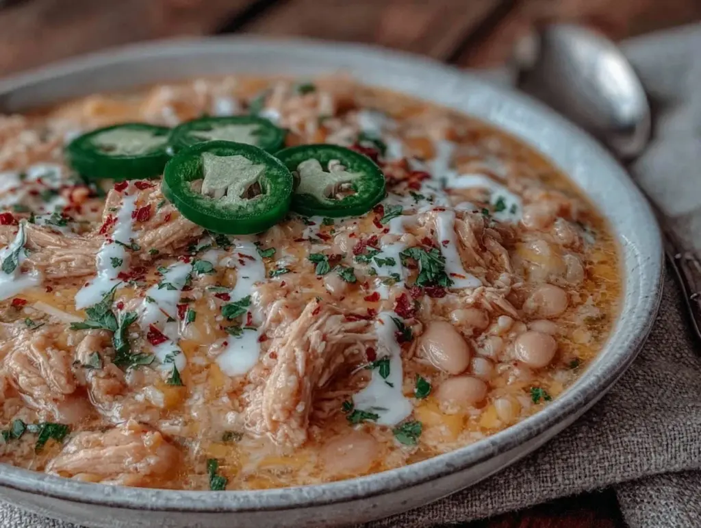 creamy slow cooker white chicken chili - featured image