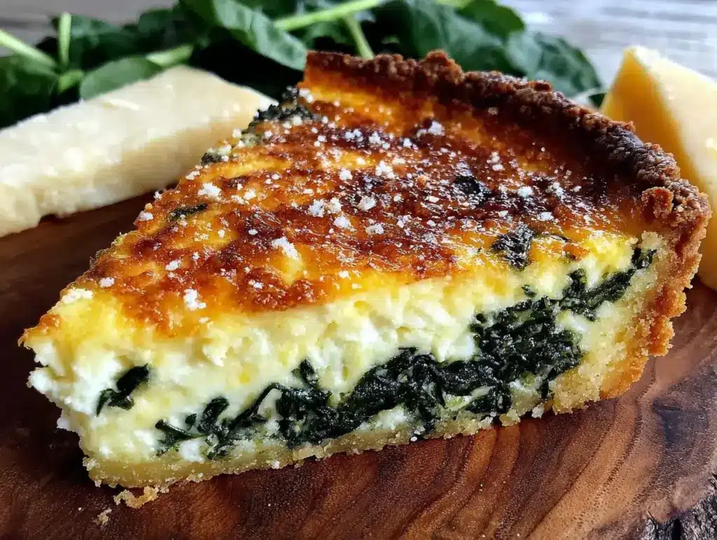 creamy spinach and gruyere quiche - featured image