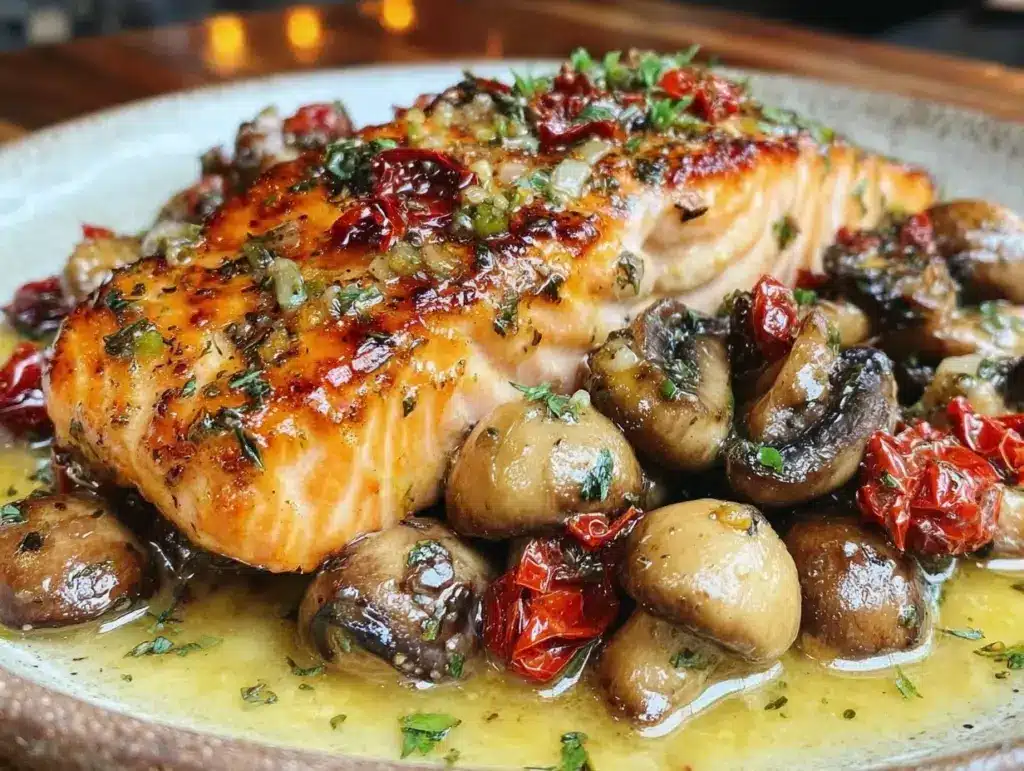 creamy tuscan butter mushroom salmon - featured image