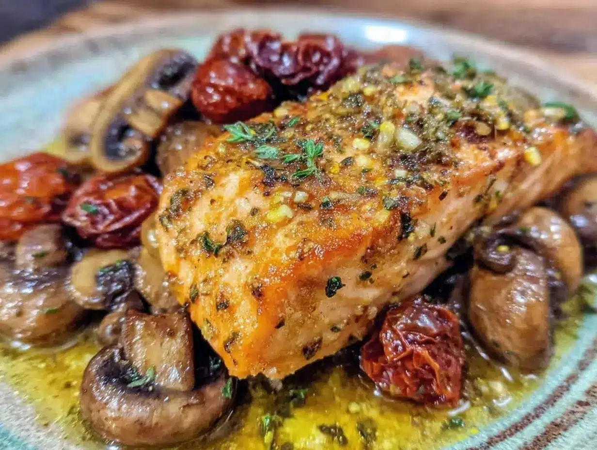 creamy tuscan butter mushroom salmon preparation steps