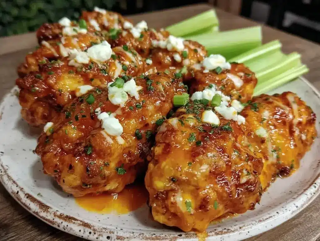 crispy air fryer buffalo chicken wings - featured image
