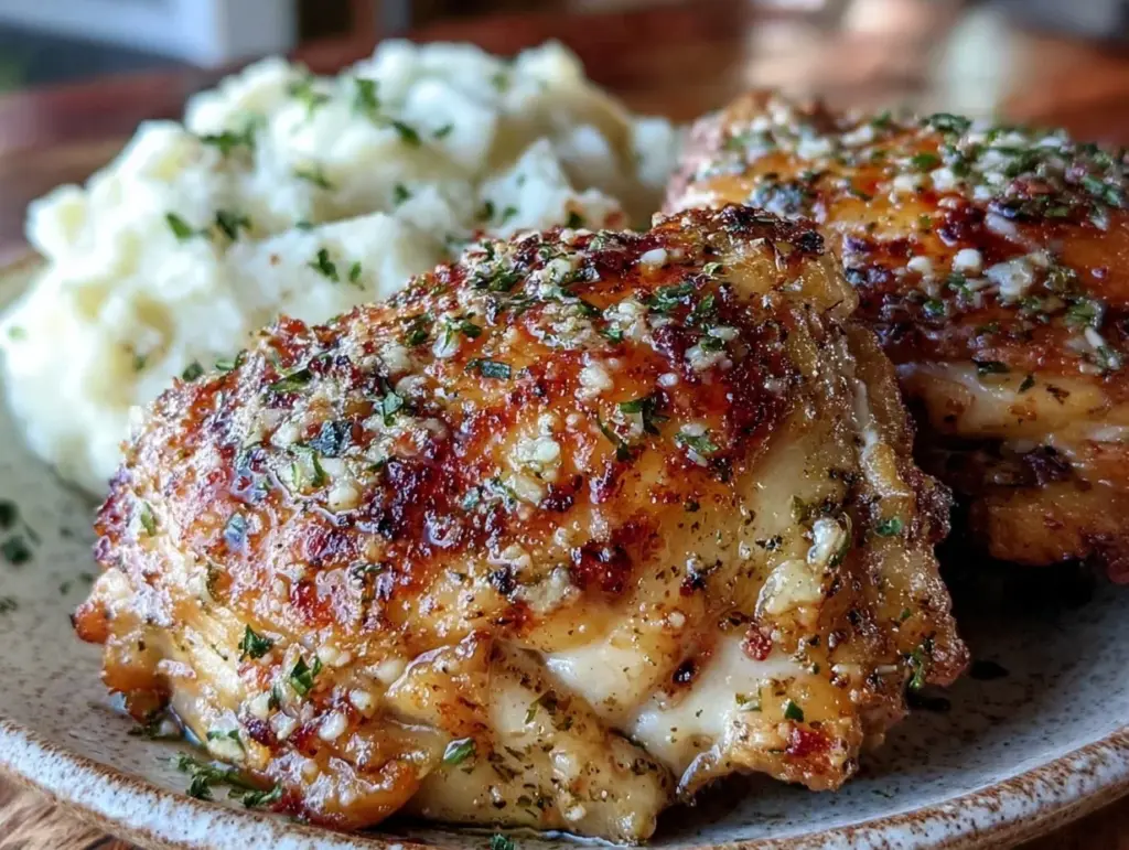 crispy air fryer garlic parmesan chicken thighs - featured image
