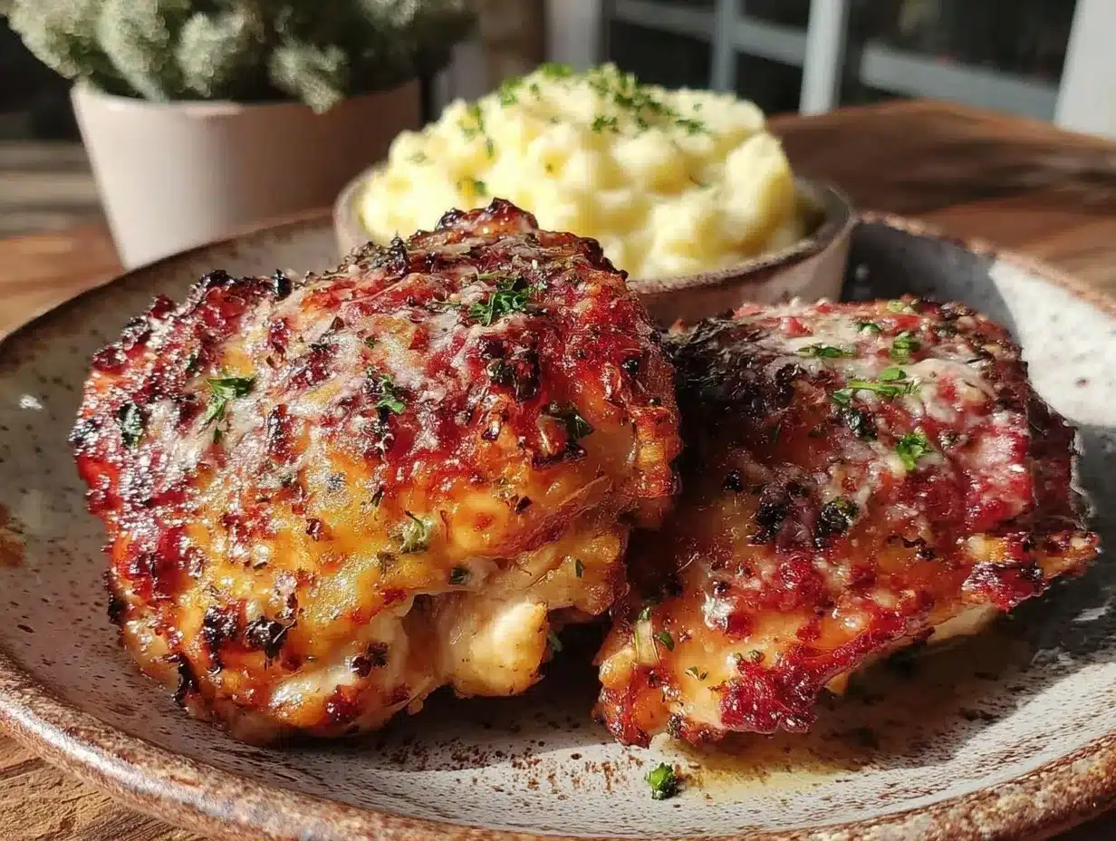 crispy air fryer garlic parmesan chicken thighs preparation steps