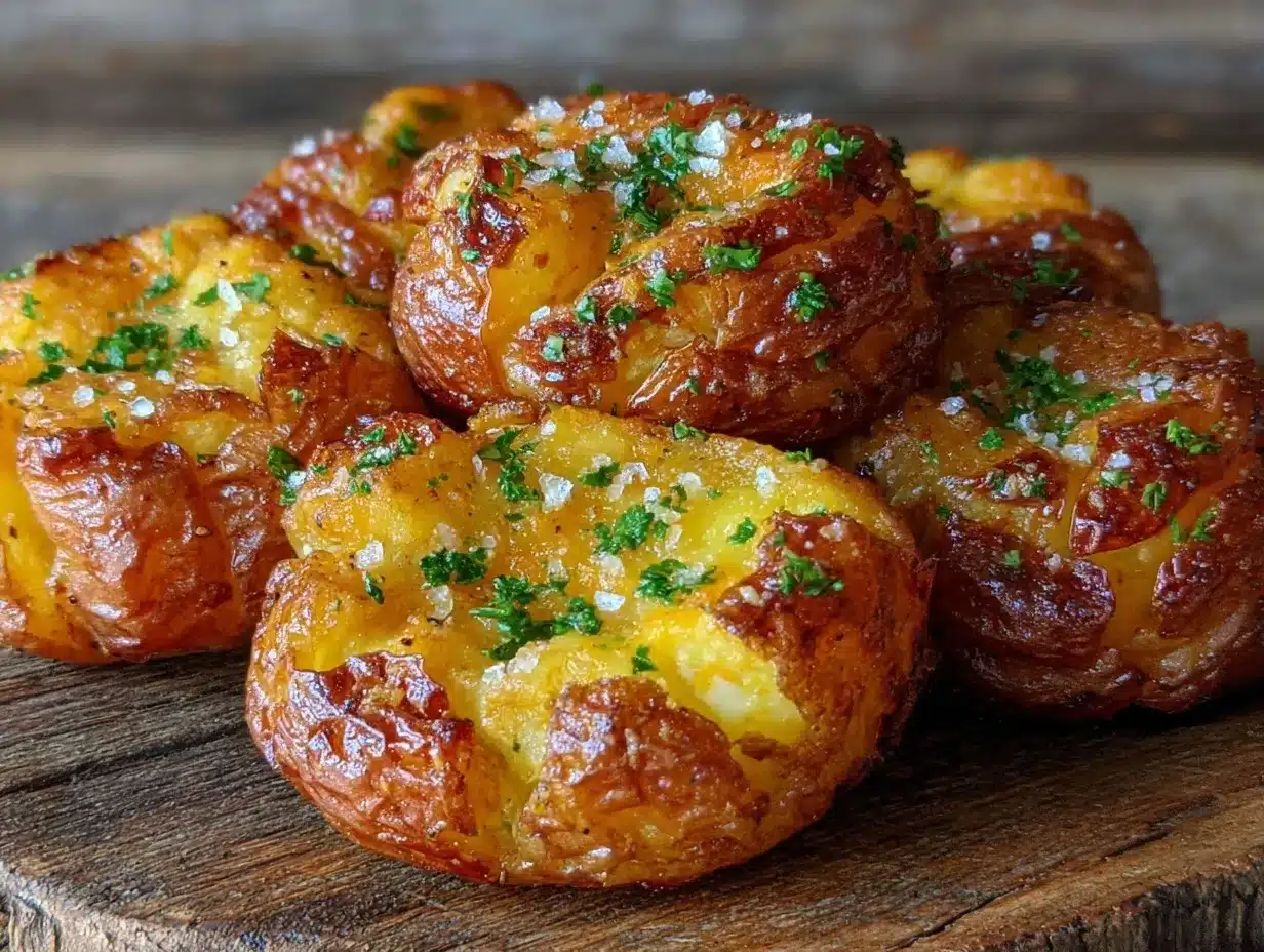crispy air fryer smashed garlic butter potatoes preparation steps
