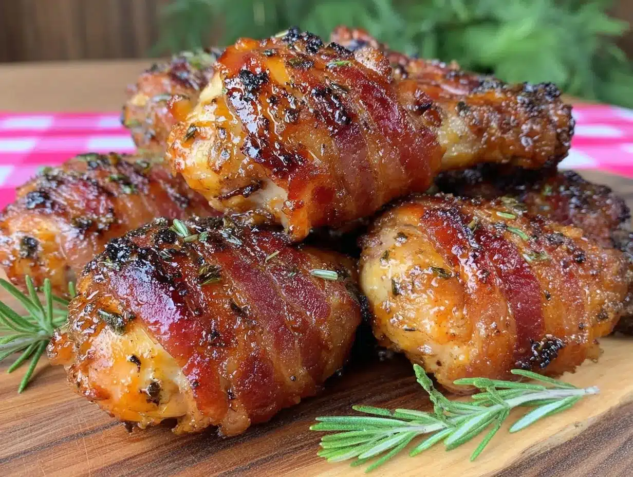 crispy bbq bacon-wrapped chicken drumsticks preparation steps