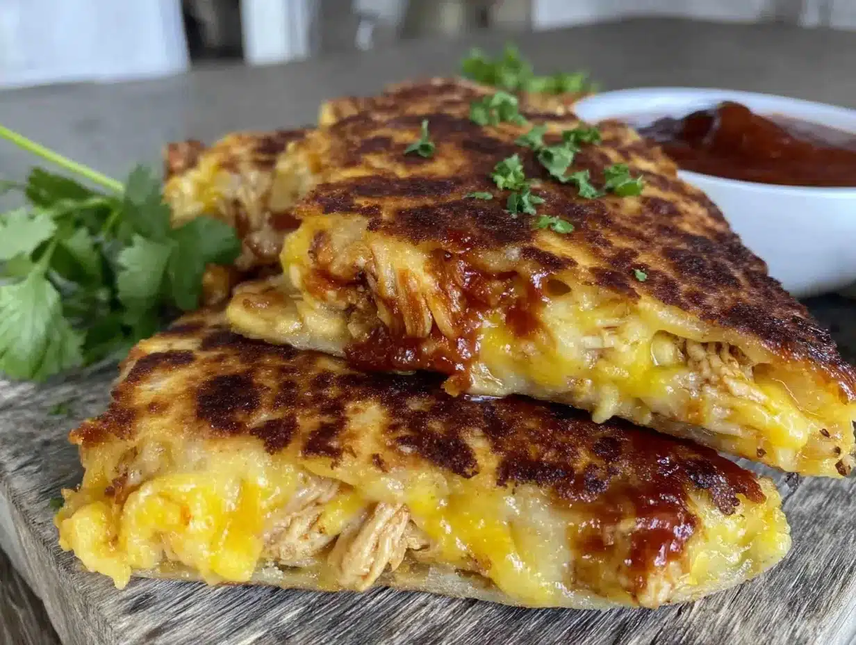 crispy bbq chicken quesadilla triangles preparation steps