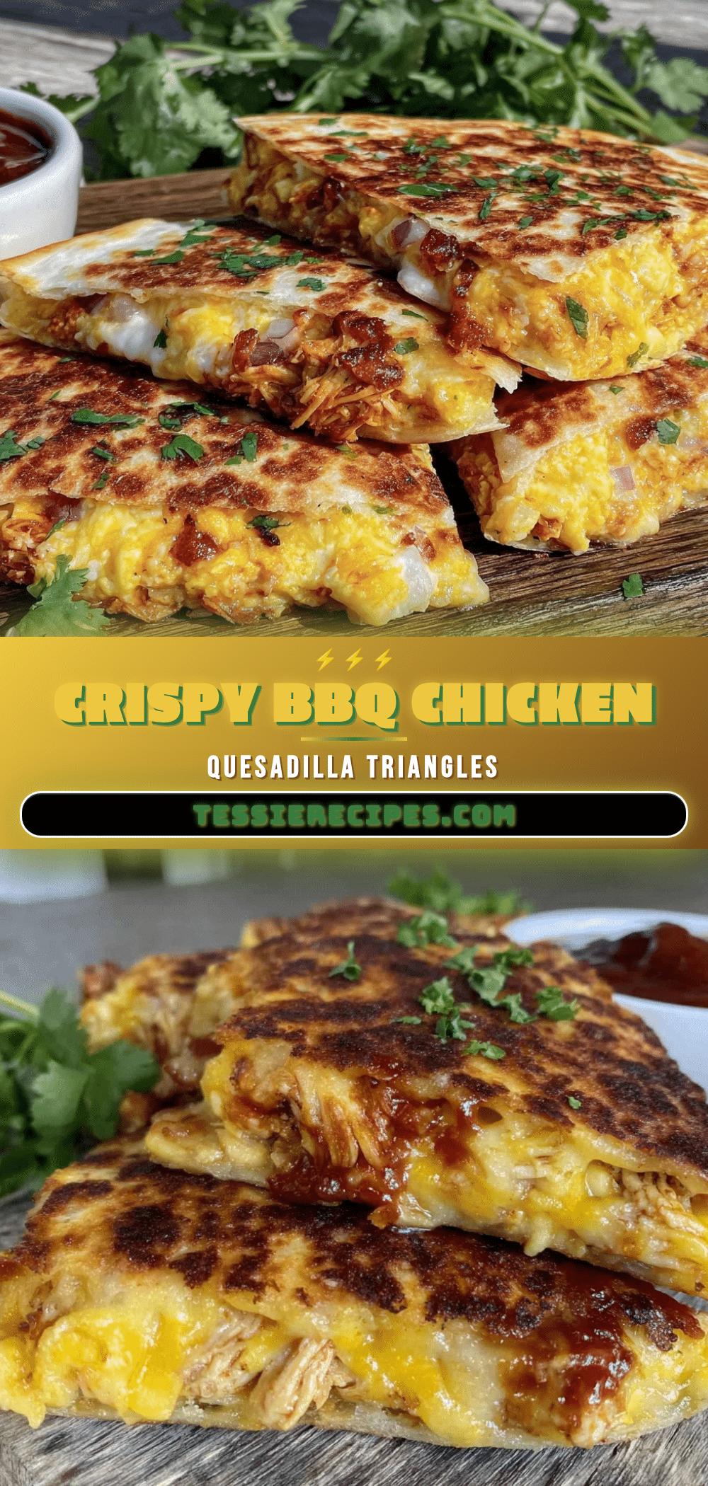crispy bbq chicken quesadilla triangles recipe