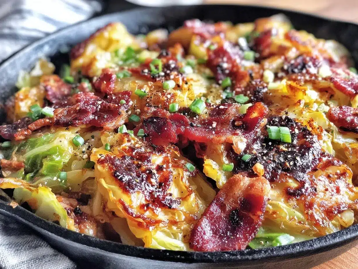 crispy cabbage and bacon skillet preparation steps