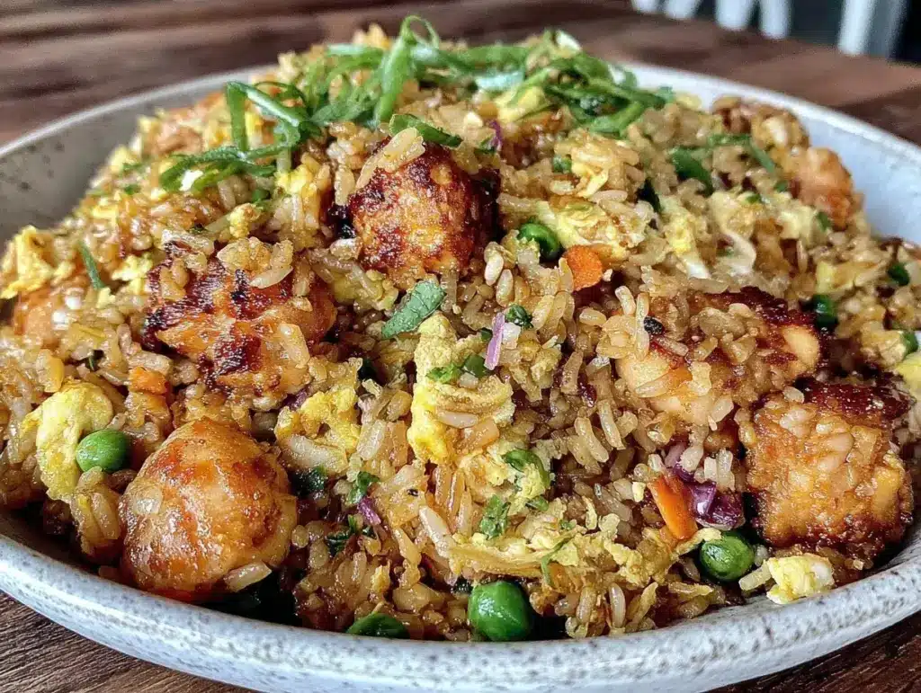 crispy chicken fried rice - featured image