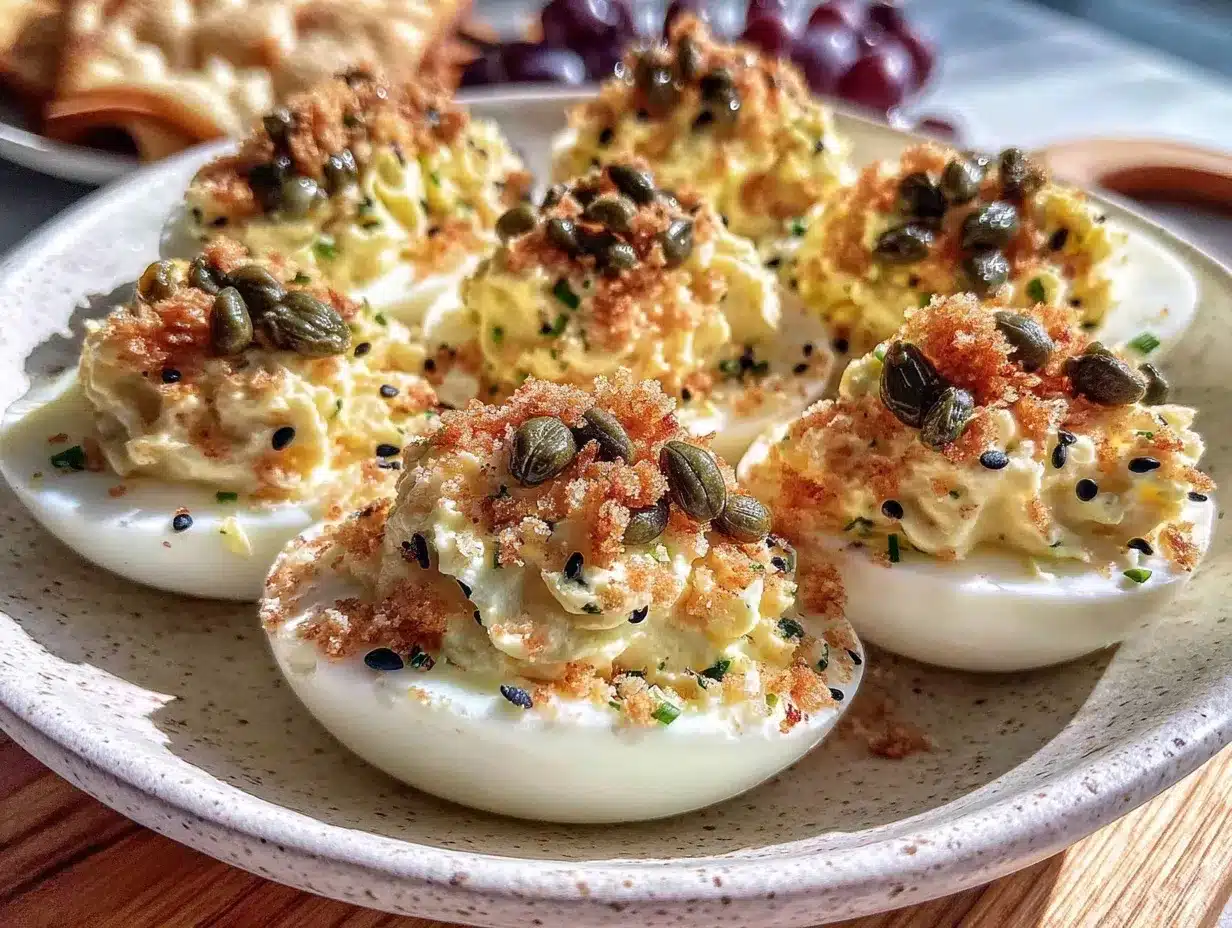 crispy everything bagel deviled eggs preparation steps