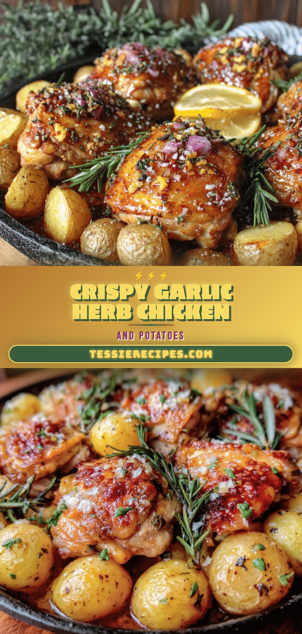 crispy one-pan garlic herb chicken and potatoes recipe
